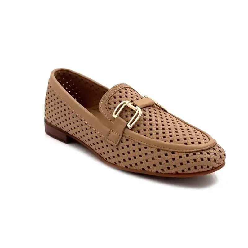 Ivoire 2025 Perforerat Läder Beige Cappuccino Ivoire Chaussures