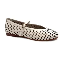 Ivoire Ballerina Flats 124007 Cream Leather %price% %shop-name%
