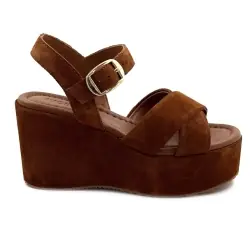 Sandales Compensée & Plateforme Ivoire Orl 1122 Daim Marron %price%