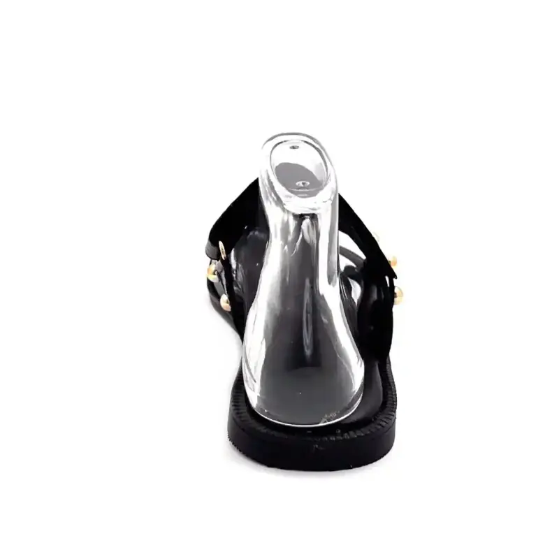 Ivoire Tml 16t Schwarzes Leder & Goldnieten Ivoire Chaussures