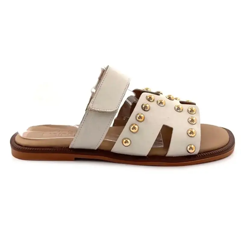 Ivoire mules Tml 16t cremefarvede læder & guld nitter 99,00&nbsp;€