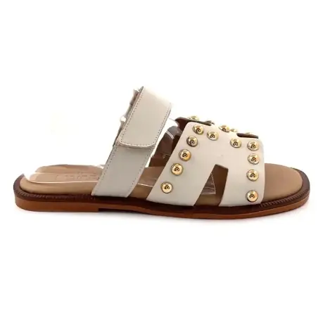Ivoire muiltjes Tml 16t Crème leer & gouden studs €&nbsp;99,00