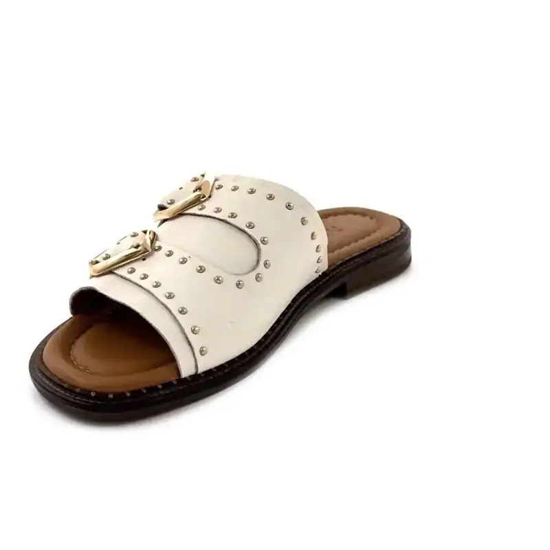 Ivoire 500 2547 Kremowa skóra i złote detale Ivoire Chaussures