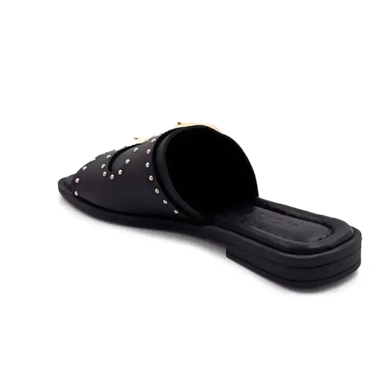 Ivoire 500 2547 Μαύρο Δέρμα & Χρυσή Λεπτομέρεια Ivoire Chaussures