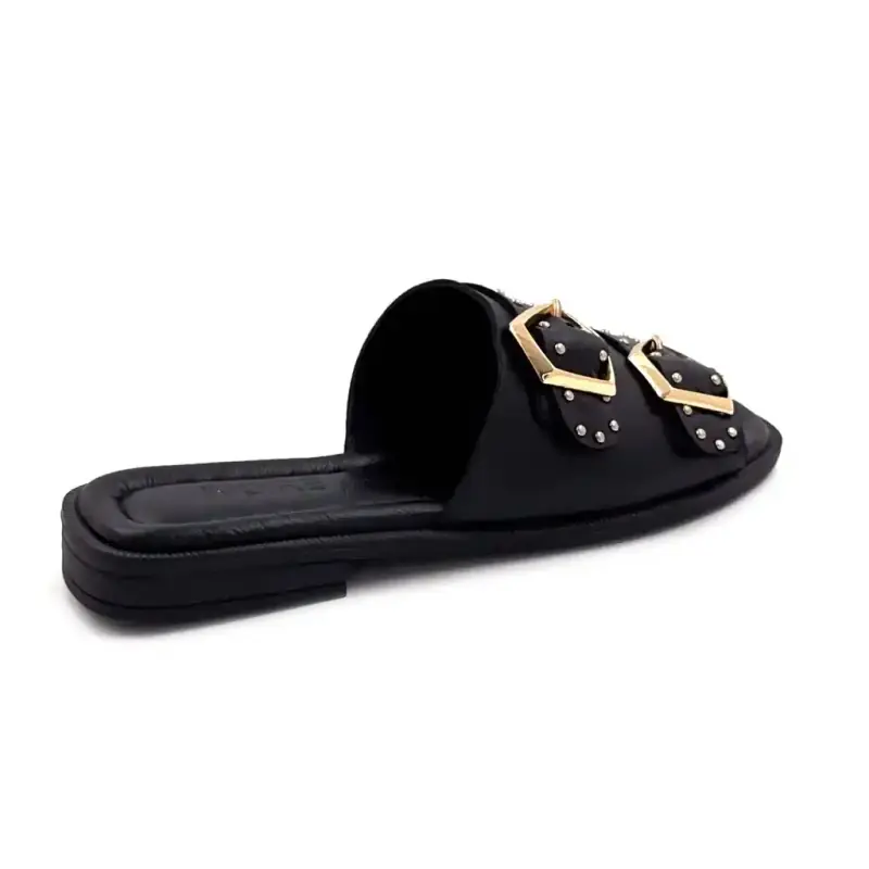 Ivoire 500 2547 Μαύρο Δέρμα & Χρυσή Λεπτομέρεια Ivoire Chaussures