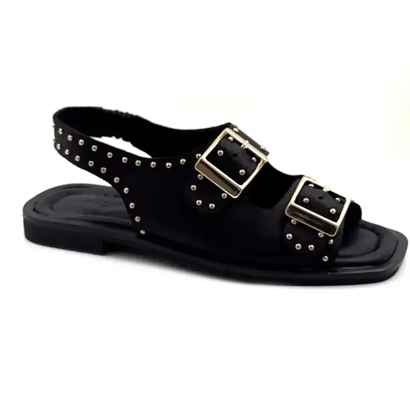 Ivoire 500 2518 Black Leather & Studs Ivoire Chaussures