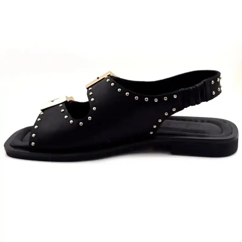 Ivoire 500 2518 Black Leather & Studs Ivoire Chaussures