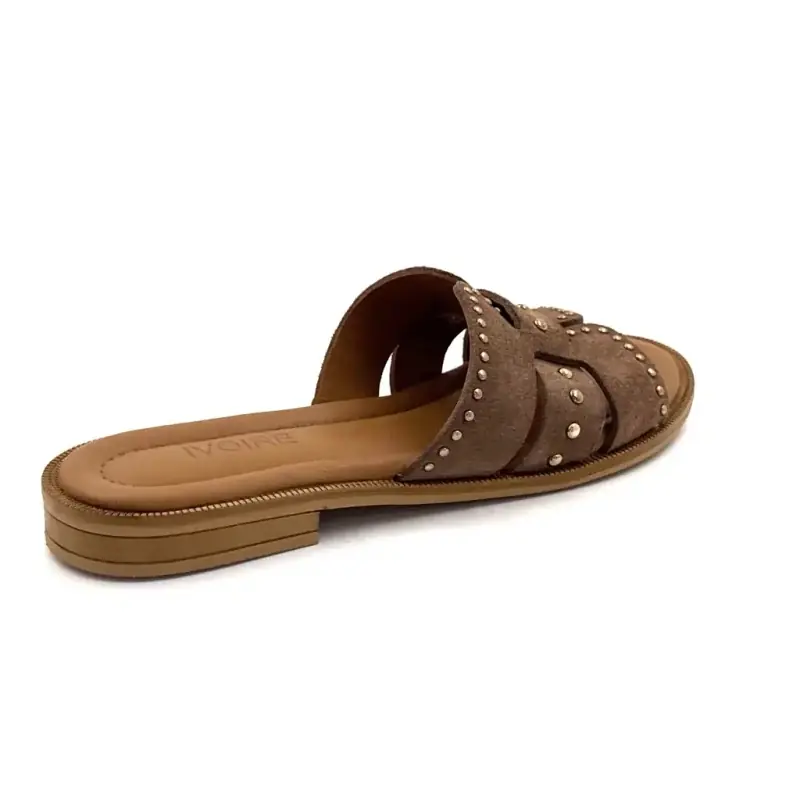 Ivoire 500 2446 Camoscio color tortora e borchie Ivoire Chaussures