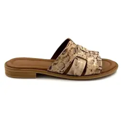Saboți din piele cu model reptilă, Ivoire 500 2401 %price%