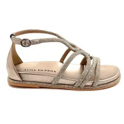 Sandali Alma in pelle Pena 7108 color bronzo con strass %price%