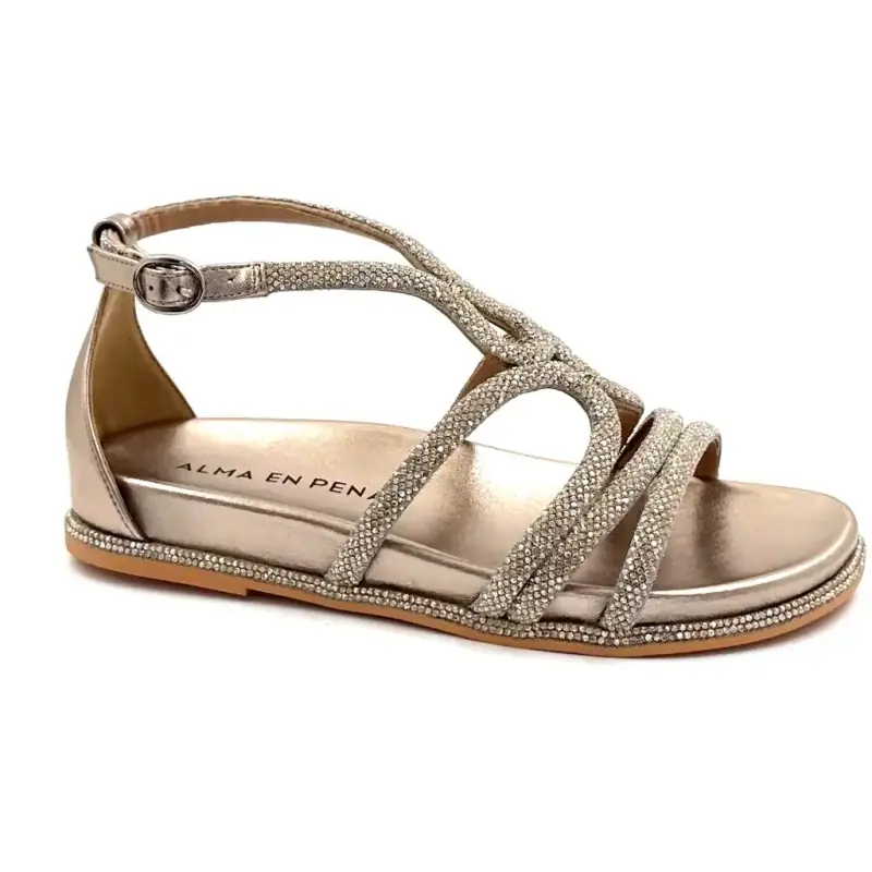 Alma en Pena 7108 Bronzo Pelle e Strass Ivoire Chaussures