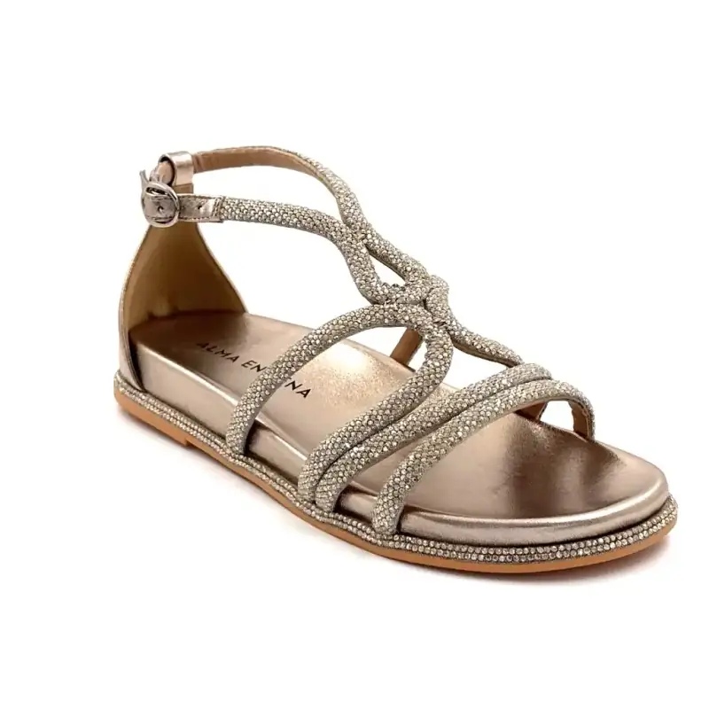 Alma en Pena 7108 Cuir Bronze & Strass Ivoire Chaussures