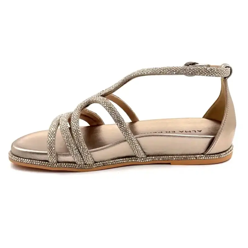 Alma en Pena 7108 Cuir Bronze & Strass Ivoire Chaussures