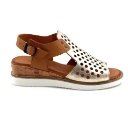 Sandálias Anabela Ivoire 134 83-992 em Couro Dourado e Camelo %price%