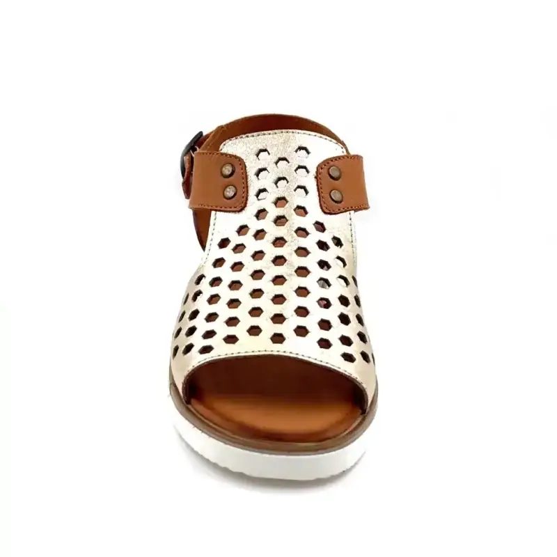 Ivoire 134 83-992 Gull og kamelfarget skinn Ivoire Chaussures