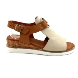 Sandálias Ivoire 268-62 em Couro Bege e Camelo %price%