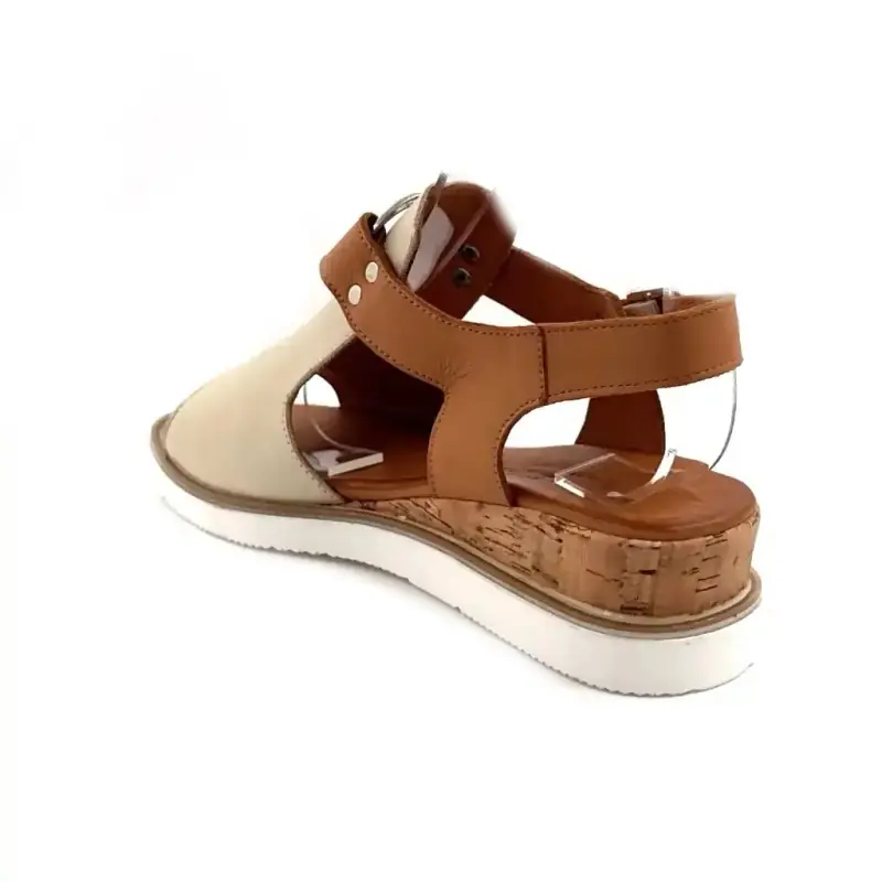 Ivoire 268-62 Beige & Camel Leather Ivoire Chaussures