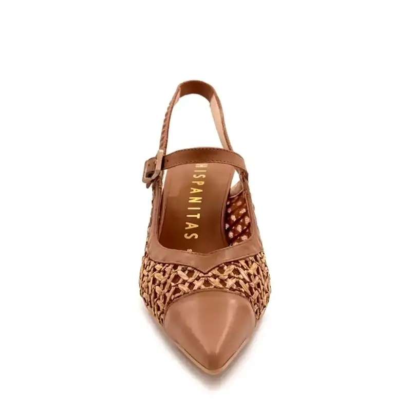 Hispanitas 264671 C005 Læder og Raffia Camel Ivoire Chaussures