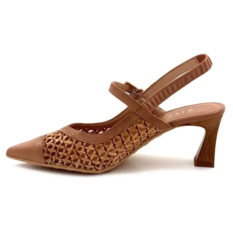Hispanitas 264671 C005 Cuir et Raphia Camel Ivoire Chaussures
