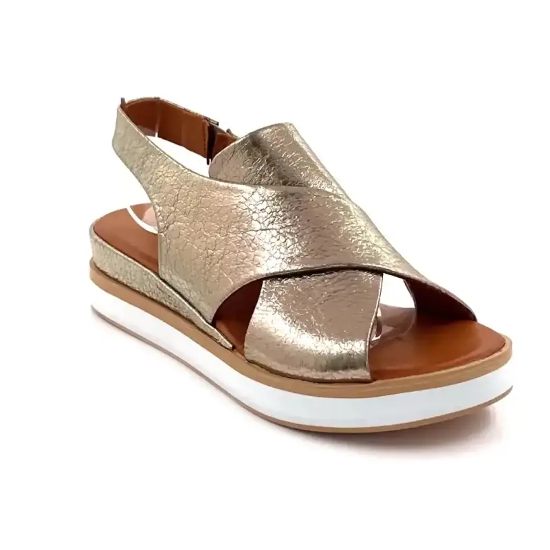 Ivoire platform sandalen 108588 metallic goudkleurig leer Ivoire Chaussures