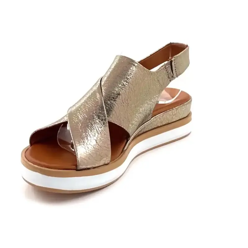 Ivoire Platform Sandals 108588 Metallic Gold Leather Ivoire Chaussures