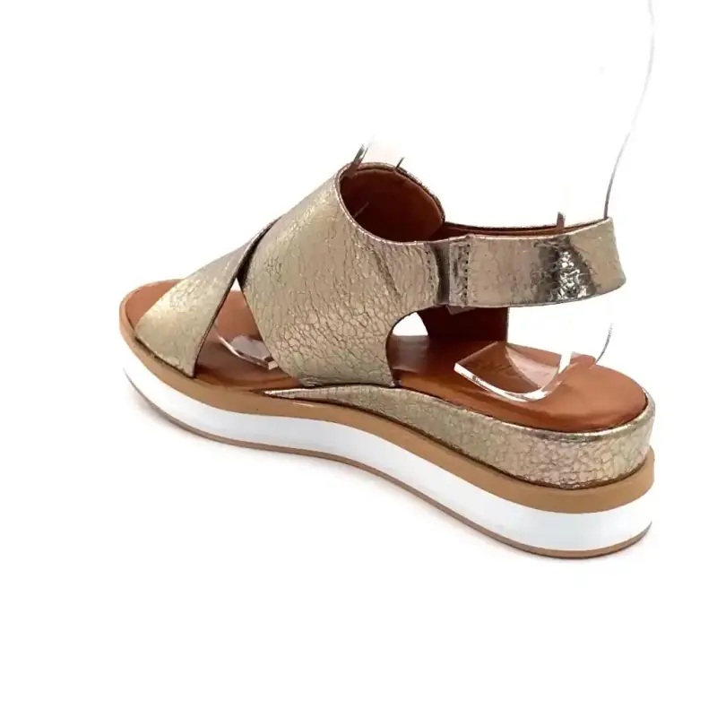 Sandales Plateformes Ivoire 108588 Cuir métallisé Doré Ivoire Chaussures