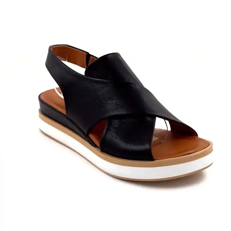 Ivoire platåsandaler 108588 svart skinn Ivoire Chaussures