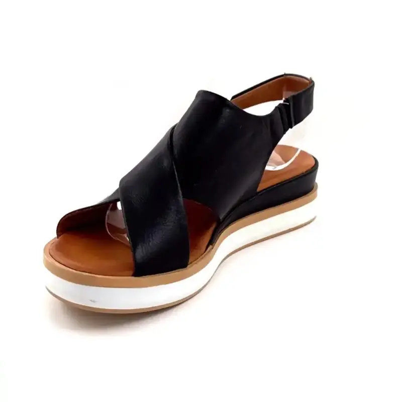 Sandalias de plataforma Ivoire 108588, cuero negro Ivoire Chaussures
