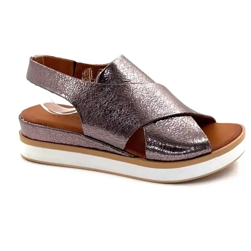 Sandalias de plataforma Ivoire 108588, cuero metalizado, bronce Ivoire Chaussures