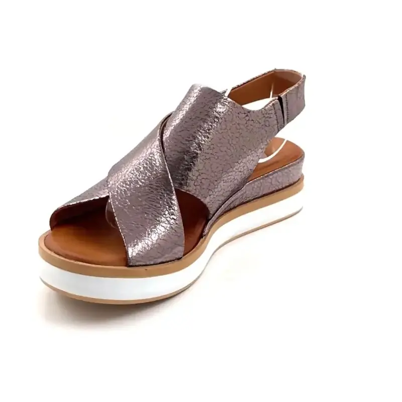 Sandálias plataforma Ivoire 108588 em couro metálico bronze Ivoire Chaussures