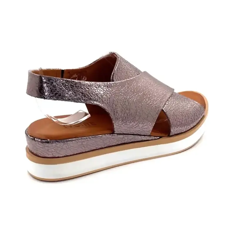 Sandali con plateau color Ivoire 108588 in pelle metallizzata bronzo Ivoire Chaussures
