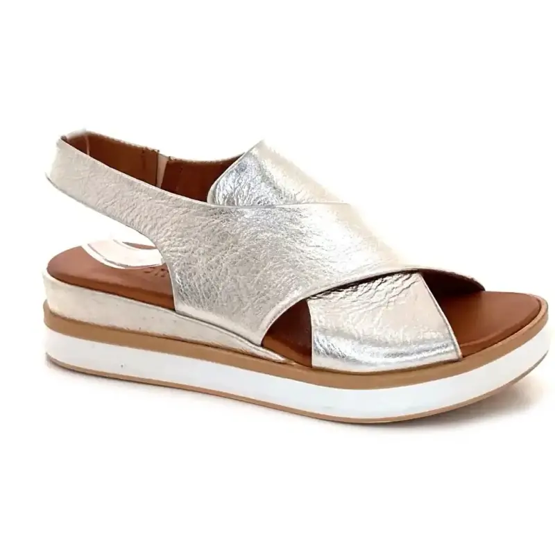 Sandalias de plataforma Ivoire 108588, cuero plateado metalizado Ivoire Chaussures