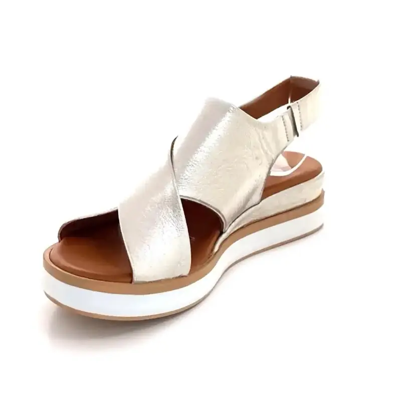 Sandały na platformie Ivoire 108588, metaliczne, srebrne, skórzane Ivoire Chaussures