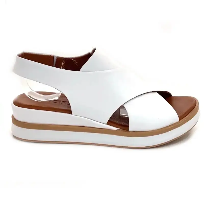 Sandales Plateformes Ivoire 108588 Cuir Blanc Ivoire Chaussures