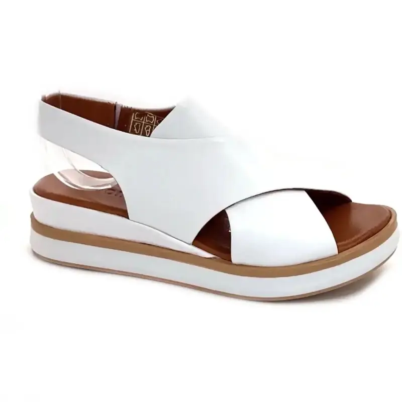 Sandalias de plataforma Ivoire 108588, cuero blanco. Ivoire Chaussures