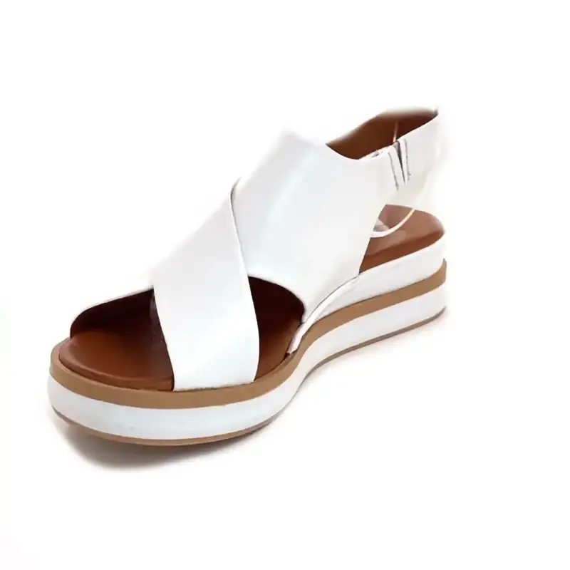 Sandálias plataforma Ivoire 108588 em couro branco Ivoire Chaussures