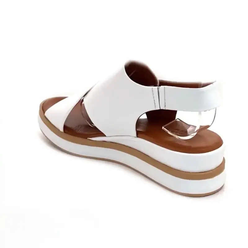 Sandalias de plataforma Ivoire 108588, cuero blanco. Ivoire Chaussures