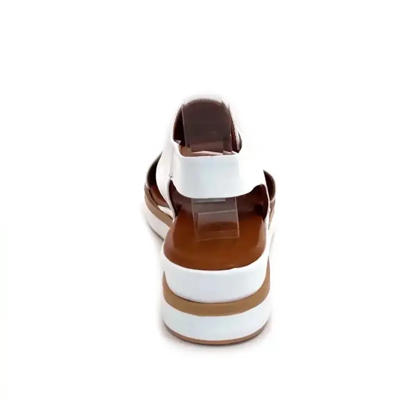 Sandálias plataforma Ivoire 108588 em couro branco Ivoire Chaussures