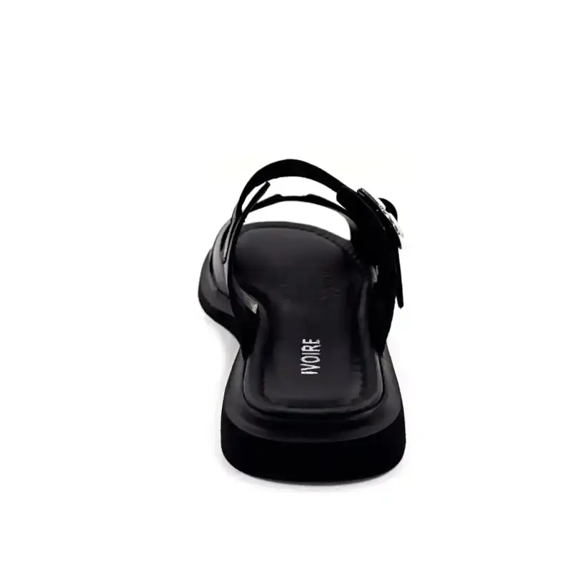 Mules cor Ivoire 581333 em couro preto Ivoire Chaussures