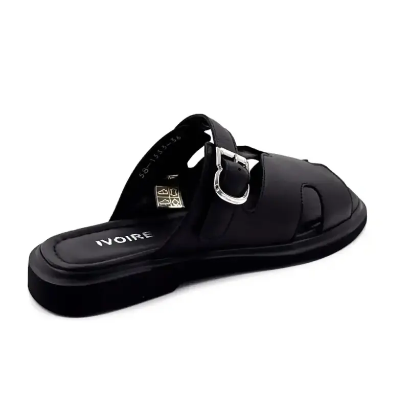 Mules Ivoire 581333 Cuir Noir Ivoire Chaussures