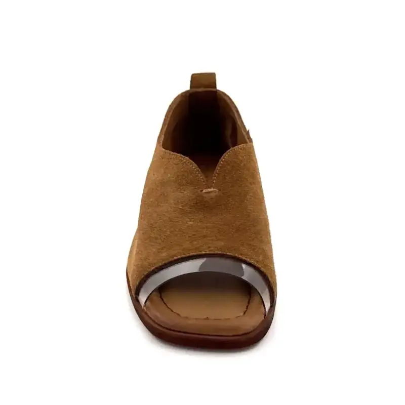 Open-toe ballet flats Ivoire 2501 Brown suede Ivoire Chaussures