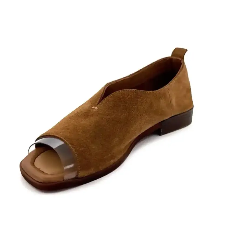 Ballerines ouverte à l'avant Ivoire 2501 Daim Marron Ivoire Chaussures