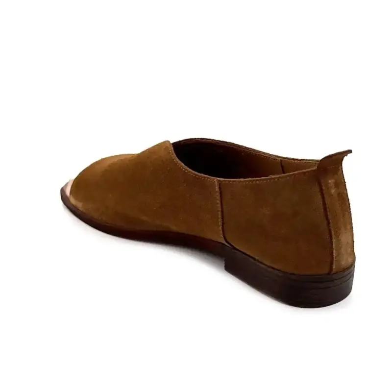 Offene Ballerinas, Ivoire 2501, Braunes Wildleder Ivoire Chaussures