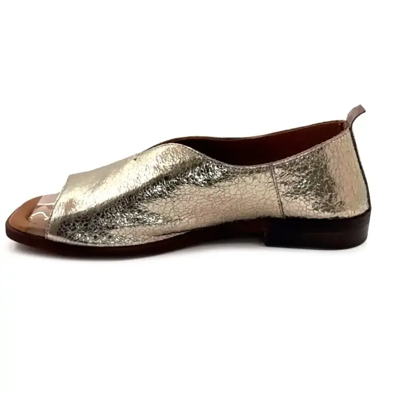 Sapatilhas de bico aberto Ivoire 2501 em couro dourado metálico Ivoire Chaussures