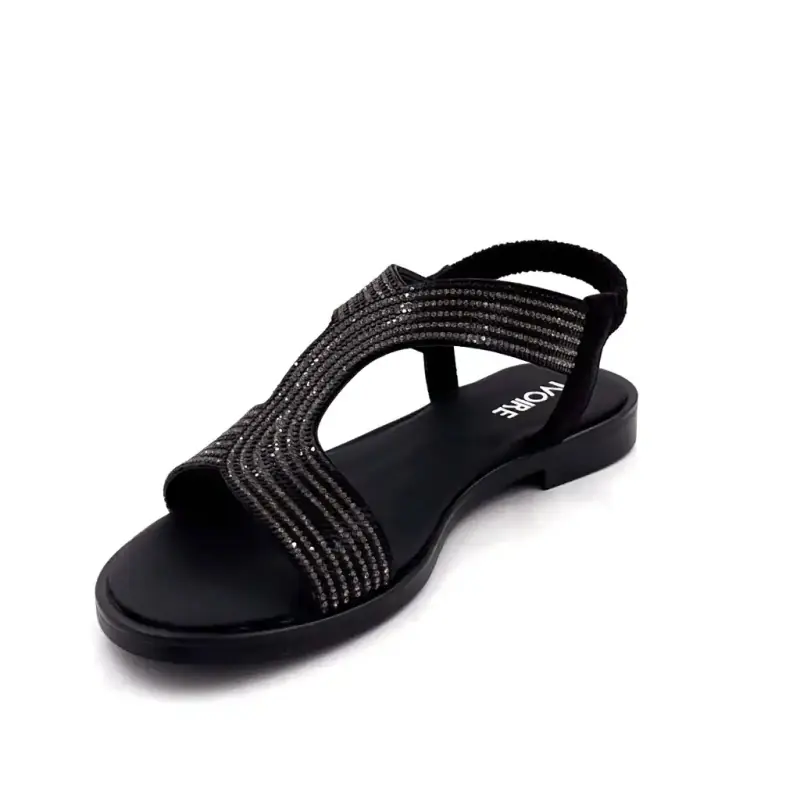 Sandálias Ivoire 251 6566 pretas com strass Ivoire Chaussures