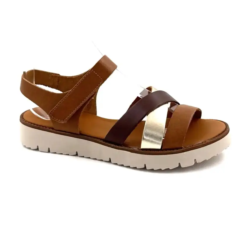 Ivoire Sandalen 747 6895 Kamelbraun & Gold Leder Ivoire Chaussures