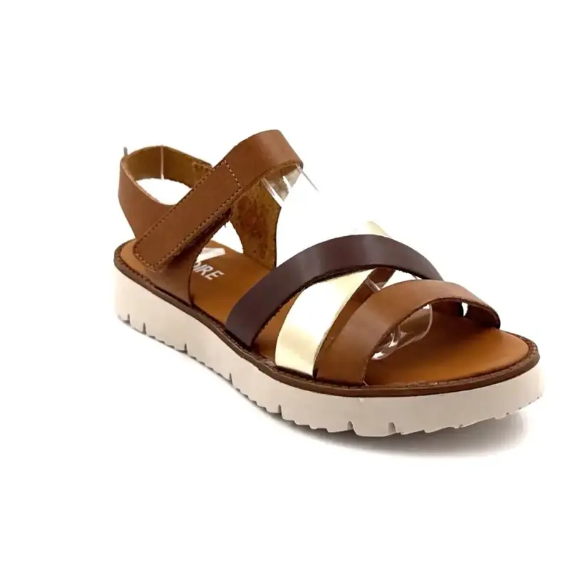 Ivoire Sandals 747 6895 Camel Brown & Gold Leather Ivoire Chaussures
