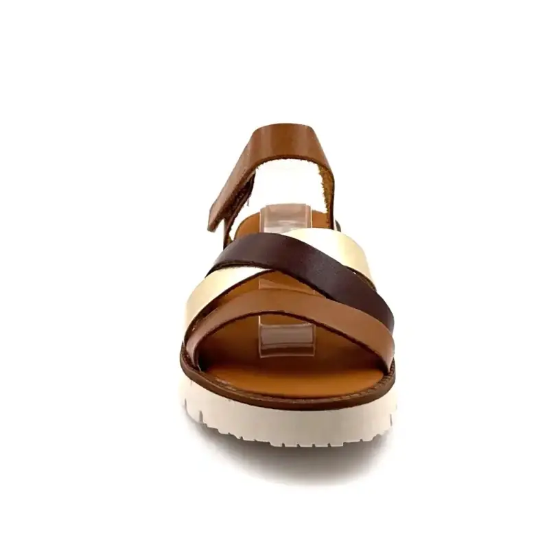 Σανδάλια Ivoire 747 6895 Καφέ κάμελ & χρυσαφί δέρμα Ivoire Chaussures