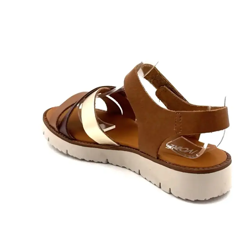 Sandales Ivoire 747 6895 Cuir Camel Marron & Or Ivoire Chaussures