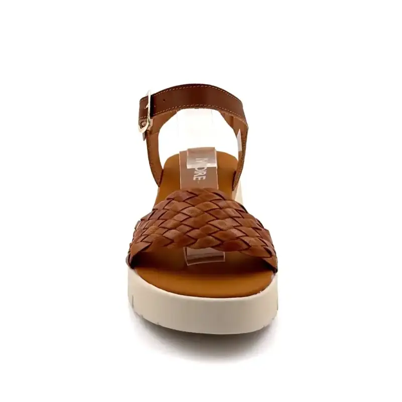 Ivoire platform sandalen 743 5000 Camel gevlochten leer Ivoire Chaussures